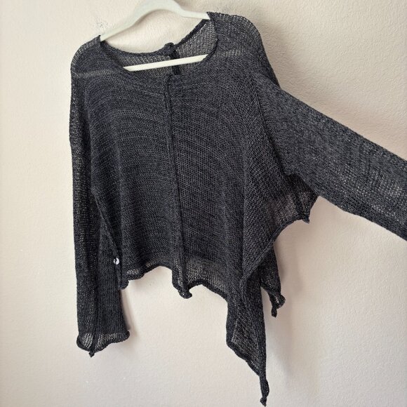 SKIF Lagenlook Artsy Asymmetrical Cut Slouchy Sweater Top - Picture 6 of 11